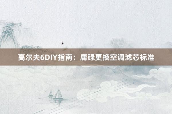 高尔夫6DIY指南：庸碌更换空调滤芯标准