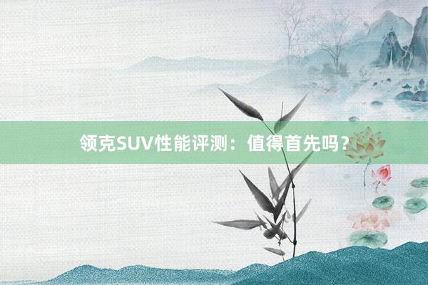 领克SUV性能评测：值得首先吗？